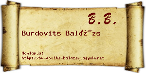 Burdovits Balázs névjegykártya